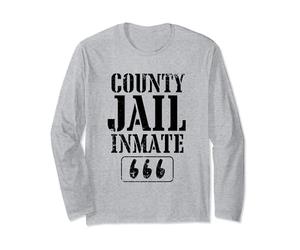 Prison Inmate Youth & Adult Halloween Costume County Jail Long Sleeve T-Shirt