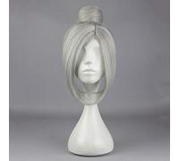 Prison School Shiraki Meiko Cosplay Wigs Short Grey Heat Resistant Synthetic Hair Women Costume Party Wig With Bun WIG-582B