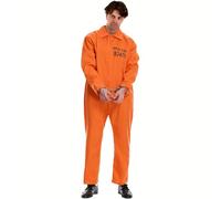 Prisoner Costume Children’s Orange Prison Jumpsuit Halloween Jail Costumes Boys and Girls Prisoner Outfit for Kids 5 PCS