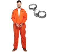 B&S Trendz Men's Orange Prisoner Jumpsuit Costume For Halloween, Fancy Dress & Parties, Robber, Prison, Jail, Boiler Suit Dress Up, Adult, One Size Adult