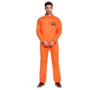 Prisoner Costume Mens Orange Convict Fancy Dress Costume