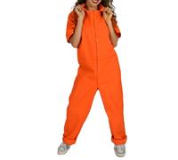 Prisoner Jumpsuit Orange Prison Escaped Inmate Jailbird Coverall Costume Letter Print Jail Criminal Outfit Party Cosplay Outfits (standard, XL, I-01)