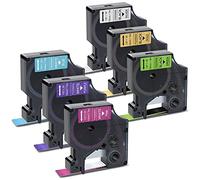 Pristar Compatible for DYMO D1 Label Tape 12mm 0.47" Work with DYMO COLORPOP Label Maker LabelManager 160 280 420P, Black on Silver/Gold/Green Glitter, White Print on Blue/Pink/Purple Glitter, 6-Pack
