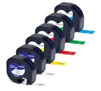 Pristar Compatible Label Tape Replacement for Plastic 12267 91201 91202 91203 91204 91205 12mm x 4m for LT-100H LT-100T LT-110T QX50 XR XM 2000 Plus, 6 Pack Multicolor