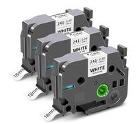Pristar TZe-241 18mm 0.7 Laminated White Replacement for Brother P Touch Label Maker Refills TZe241 Black on White 3/4 Inch TZe Tz Tape Work with Brother PT-D400 PTD410 PTD600 PTD610BT, 3-Pack