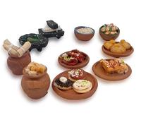 Pristi Miniature Mexican Food Clay Decorations, Handmade Artisan Fiesta Plates, Multicolor, 10 Pieces, for Day of Dead Ofrendas, Cinco de Mayo