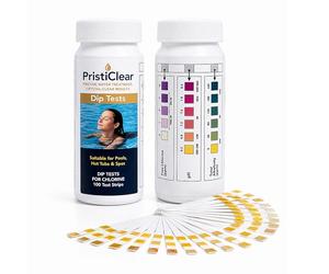 PristiClear Chlorine Pool Test Strips - 100 Water Dip Tests CH0057-TOP for Chlorine, pH & Alkalinity | Fast & Accurate Water Testing for Pools, Hot Tubs & Spas.