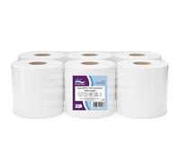 Pristine Basic White 1-Ply Centrefeed Roll 300m, 100 Percent Recycled Fibres, Suitable for Light-Duty Wiping and Spillages, CHSA Accredited, UK Made (Case of 6)