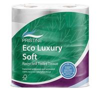 Pristine Eco Luxury Soft Recycled White Toilet Tissue, 2-Ply, 210 Sheets per Roll, Soft to Touch 100 Percent Recycled Fibres, Embossed (Case of 40 Rolls)