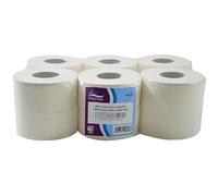 Pristine Mini Jumbo White Toilet Tissue, 2-Ply, 60mm Core, 200m Length, Soft to Touch 100 Percent Recycled Pulp Tissue, CHSA and FSC Accredited, UK Made (Case of 12 Rolls)
