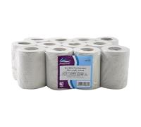 Pristine Mini White 1-Ply Centrefeed Roll 120m, 100 Percent Recycled Fibres, Suitable for Light-Duty Wiping and Spillages, CHSA Accredited, UK Made (Case of 12)