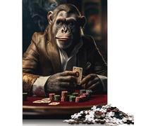 Pristine Primate Poker Jigsaw Puzzles Puzzles for Adults Kids. 1000 Pieces Whimsical Challenge Toy Educational Game Home Decoration for Adults& Kids Age 14 Years Up 1000pcs (40x28cm)