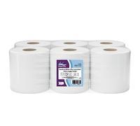 Pristine Standard White 2-Ply Centrefeed Roll 150m, 100 Percent Recycled Fibres, Suitable for Light-Duty Wiping and Spillages, FSC Certified, UK Made (Case of 6)