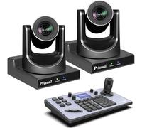 Prisual PTZ Camera System, 20X Optical Zoom with HDMI 3G-SDI IP USB PoE AI Auto Tracking, 2-Camera Bundle with Controller for Church Worship Live Streaming...