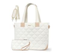 Prite Laptop Tote Bag for Women Large Puffer Quilted Shoulder Handbag Lightweight Fluffy Teacher Nurse Bag with Shoulder Strap for Work, Travel, Gym, School