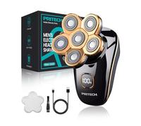 PRITECH Head Shavers for Bald Men, Type-C Charge Electric Razor with 6 Rotary Blades, Waterproof Shaving Grooming Kit, Turbo Speed & Precision Blades, LED Display & Detachable Blade Head(Black)