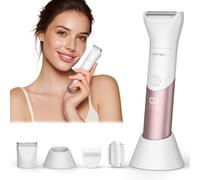 PRITECHE 2-in-1 Bikini Trimmer for Women, Rechargeable Electric Razors for Women, Waterproof Womens Electric Razor for Legs, Arms, Underarms, Bikini, with Travel Lock, Champagne