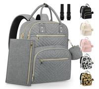 Pritent Diaper Bag Backpack,Baby Essentials Diapers Bag with Pacifier Case,Multipurpose Stylish Large Capacity Travel Backpack for Baby Girl/Boy(M-Gray)