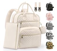 Pritent Diaper Bag Backpack,Baby Essentials Diapers Bag with Pacifier Case,Stylish Travel Backpack for Baby Girl/Boy, Beige, M, Modern