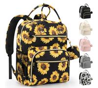 Pritent Diaper Bag Backpack,Baby Essentials Diapers Bag with Pacifier Case,Stylish Travel Backpack for Baby Girl/Boy, Sunflower, M, Modern