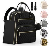 Pritent Diaper Bag Backpack,Baby Essentials Diapers Bag with Pacifier Case,Stylish Travel Backpack for Baby Girl/Boy, Black, L, Modern