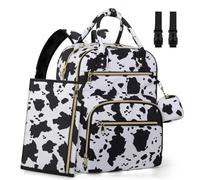 Pritent Diaper Bag Backpack,Baby Essentials Diapers Bag with Pacifier Case,Stylish Travel Backpack for Baby Girl/Boy, Cow Print, M, Modern