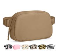 Pritent Fanny Packs for Women Cross Body Bag Waterproof Belt Bag with Adjustable Strap and Zipper Back Pocket Small Crossbody Bags Fashion Waist Packs for Workout Travelling, Khaki, S