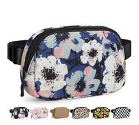 Pritent Fanny Packs for Women Cross Body Bag Waterproof Belt Bag with Adjustable Strap and Zipper Back Pocket Small Crossbody Bags Fashion Waist Packs for Workout Travelling, Watercolor Print, S