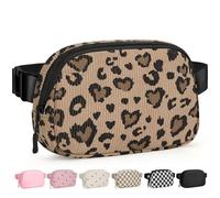 Pritent Fanny Packs for Women Cross Body Bag Waterproof Belt Bag with Adjustable Strap and Zipper Back Pocket Small Crossbody Bags Fashion Waist Packs for Workout Travelling, Leopard Brown, L