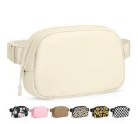 Pritent Fanny Packs for Women Cross Body Bag Waterproof Belt Bag with Adjustable Strap and Zipper Back Pocket Small Crossbody Bags Fashion Waist Packs for Workout Travelling, Ivory, S