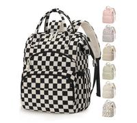 Pritent Large Capacity Diaper Bag Backpack for Mom - Waterproof Maternity Nappy Bag with Insulated Pockets, Checkered Black, M, Diaper Bag Backpack