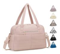 Pritent Travel Duffle Bag,Puffer Carry On Duffel Bag with Laptop Compartment Waterproof Overnight Weekender Bags for Women Large Hospital Tote Bags for Labor and Delivery, Pink, L