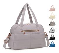 Pritent Travel Duffle Bag,Puffer Carry On Duffel Bag with Laptop Compartment Waterproof Overnight Weekender Bags for Women Large Hospital Tote Bags for Labor and Delivery, Khaki Gray, M