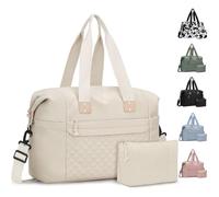 Pritent Travel Duffle Bag, Waterproof Weekender Overnight Hospital Bags for Women Men with Toiletry Bag Lightweight Carry on Personal Item Duffle Gym Bag for Travel, Airplanes, Sports, Corduroy Beige