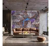Priti - Purple - Liquid Ink Glass - Bespoke - 1000 x 1000 mm - 6mm Toughened Glass Splashback, Heat Resistant, Installation Service Available, Custom Size