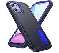 Pritify 3-Layer Armour Case for Iphone 11 with Heavy Duty Kickstand & Raised Camera Guard, Rugged Tough Back Case, Shockproof Military Grade Protective Back Cover | Black-Blue