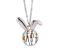 pritive afaboriginal black dance totems Rabbit Necklace Pendant Bunny Animal Jewelry Gift