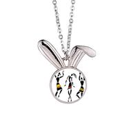 pritive afaboriginal black totems dance Rabbit Necklace Pendant Bunny Animal Jewelry Gift