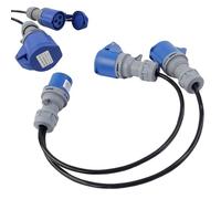 PRITOK 16A Plug to 16A Sockets: 2-Pack 3P Industrial Connector 16 A Pl ug to 1 6 A Sockets, IP44 Blue Adapter 1 6amp Splitter Cable, Adapter CEE Plug, for Camping Motorhome and Workshop Use 50CM/2 Un