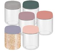PRITOK 16oz Glass Jar with Screw Lid 6-Pack 480ml Leakproof Overnight Oats Container, Oatmeal Salad Jars, Glass Jars with Lids, Food Storage Containers for Snacks Yogurt Spice Sugar Meal Pre