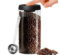 PRITOK 1800ML Airtight Coffee Canister: Leak Proof Vacuum Coffee Canister, Glass Coffee Bean Storage Jar with 30ml Measuring Spoon, Glass Food Storage Container for Beans, Tea, Flour