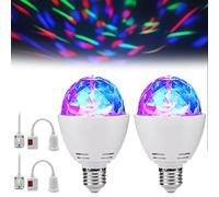 PRITOK 2Pcs 360° Rotating Magic Ball Light Bulb with Sockets: LED RGB Stage Light E27 Bulbs, Colorful Disco Party Lights, Disco Light Bulb for Home Karaoke Christmas Halloween Decor, Birthday