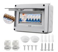 Pritok 5 Way Garage Consumer Unit with Assembly Tool, IP65 Waterproof, Plastic Leakage Circuit Breaker with Fuse Box, 63A 30mA RCD + 5MCB (2x6A+10A+20A+32A)