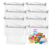 PRITOK 8 Pack Clear PVC Toy Storage Bags 40x30x10cm, Waterproof Zippered Organiser with Handles & Reinforced Corners for Lego, Building Blocks, Puzzles, Board Games, Travel & Kids Toys