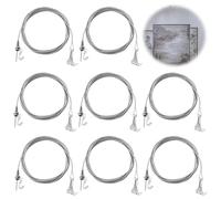 PRITOK 8Pcs Adjustable Heavy Duty Picture Hanging Wire Kit:Stainless Steel Wire Rope with Hooks, Mirror Hanging Wire for Mirrors, Art, Frames, Curtain, Hold Up to 40KG (2m x 1.5mm)