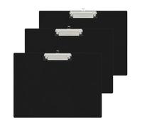 PRITOK A3 Clipboard: 3 Pieces Extra Large PP Plastic Horizontal Black Thick Clip Board, Durable Clipboard with Low Profile Clip, for Office Drawing Meeting School Art Supplies(44×32cm/Black/3mm)