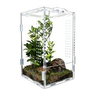 PRITOK Acrylic Reptile Transport Box: Transparent Reptile Breeding Box, Ventilated Reptile Tank, Secure Re ptile Terrarium, for Small Pets and Insects (12cm×12cm×20cm, Clear)