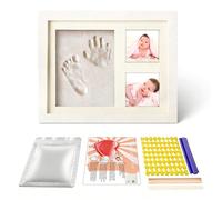 PRITOK Baby Hand and Footprint Kit: Premium Keepsake Photo Frame Wood MDF, Handprint Footprint Kit Newborn Memory, Baby Handprint Footprint Makers Kit, for Nursery Decor Gift (23.5cm×15.2cm)