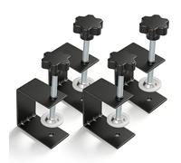 PRITOK C-Clamp Base Stand: 4-Pack Heavy Duty Stainless Steel Clamp, Upgraded 3MM Thick Desk Mounting, Black Desk Clamp, Woodworking Repair Drawer Installation Tools, for Home Improvement Projects