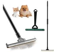 PRITOK Carpet Rake and Scraper for Pet Hair Removal Tool: Adjustable Handle Silicone Tooth Floor Squeegee, Multi-Purpose Pet Hair Remover, for Carpets Hardwood Furniture Quick Clean(30cm)